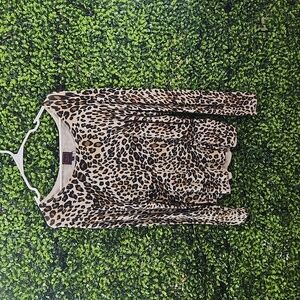 Leopard Print Blouse by Colour Works size Large